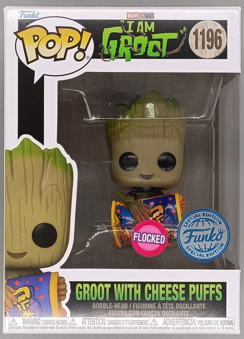 1196 Groot with Cheese Puffs Flocked Marvel I Am Groot Funko POP Funko