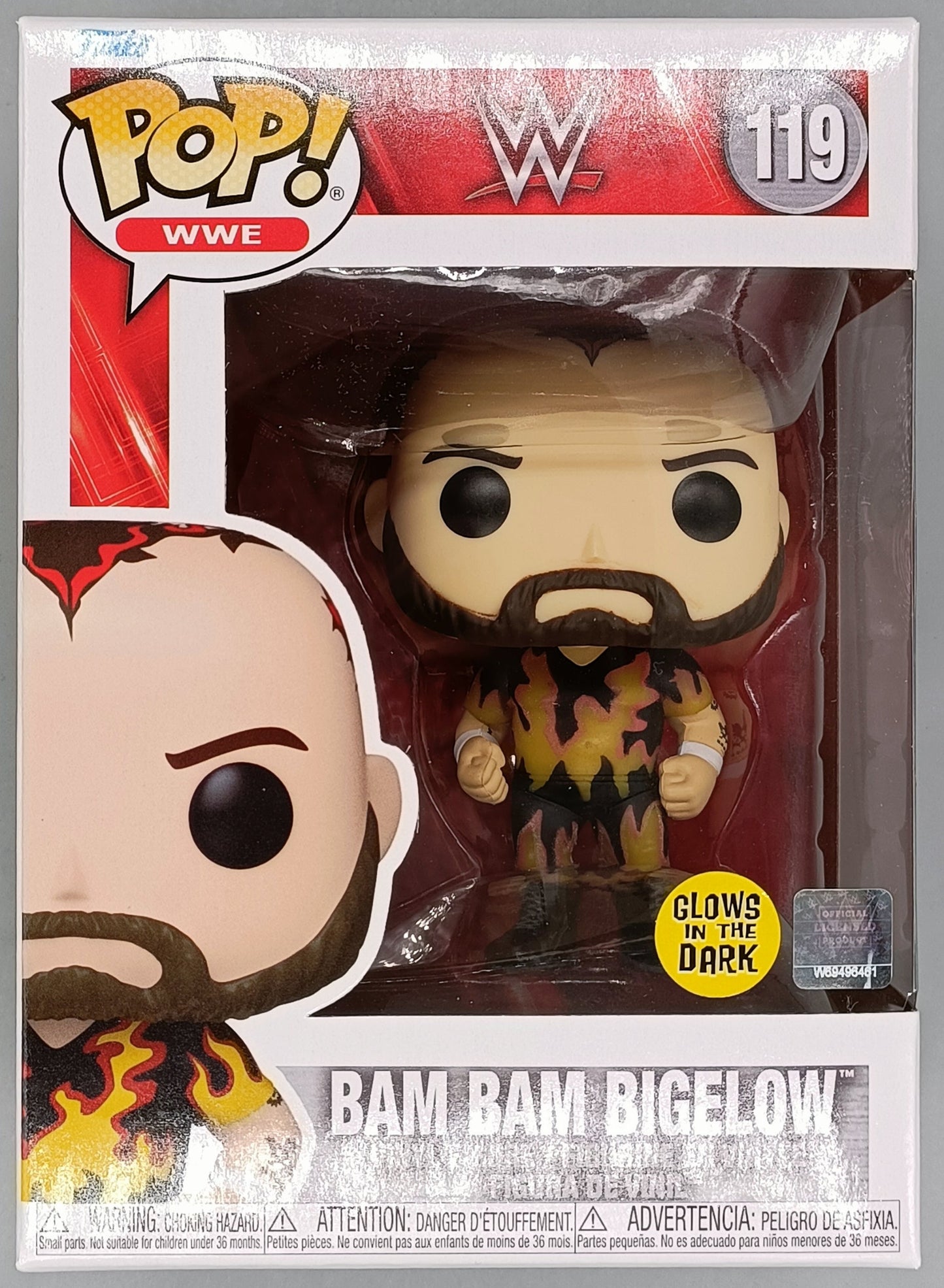 119 Bam Bam Bigelow Glow - WWE - Brand New Funko POP in Protector