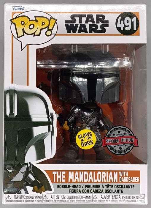 491 The Mandalorian (with Darksaber) Chrome Glow Star Wars Funko POP Funko