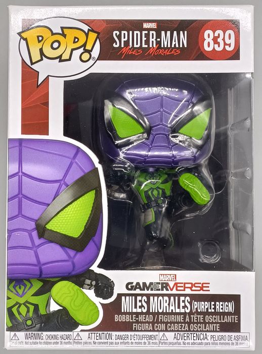 839 Miles Morales Purple Reign Suit Marvel Spider-Man Funko POP - Box Damaged Funko