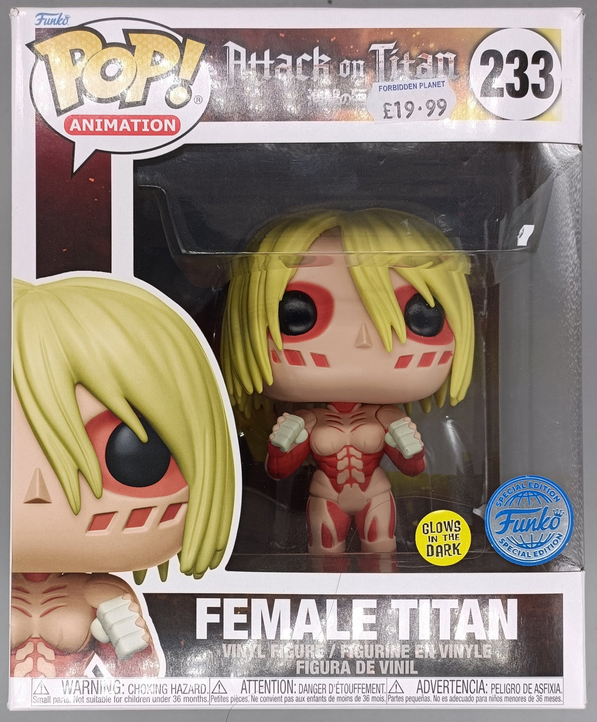 233 Female Titan 6 Inch Glow Attack on Titan - Box Damaged Funko POP Funko