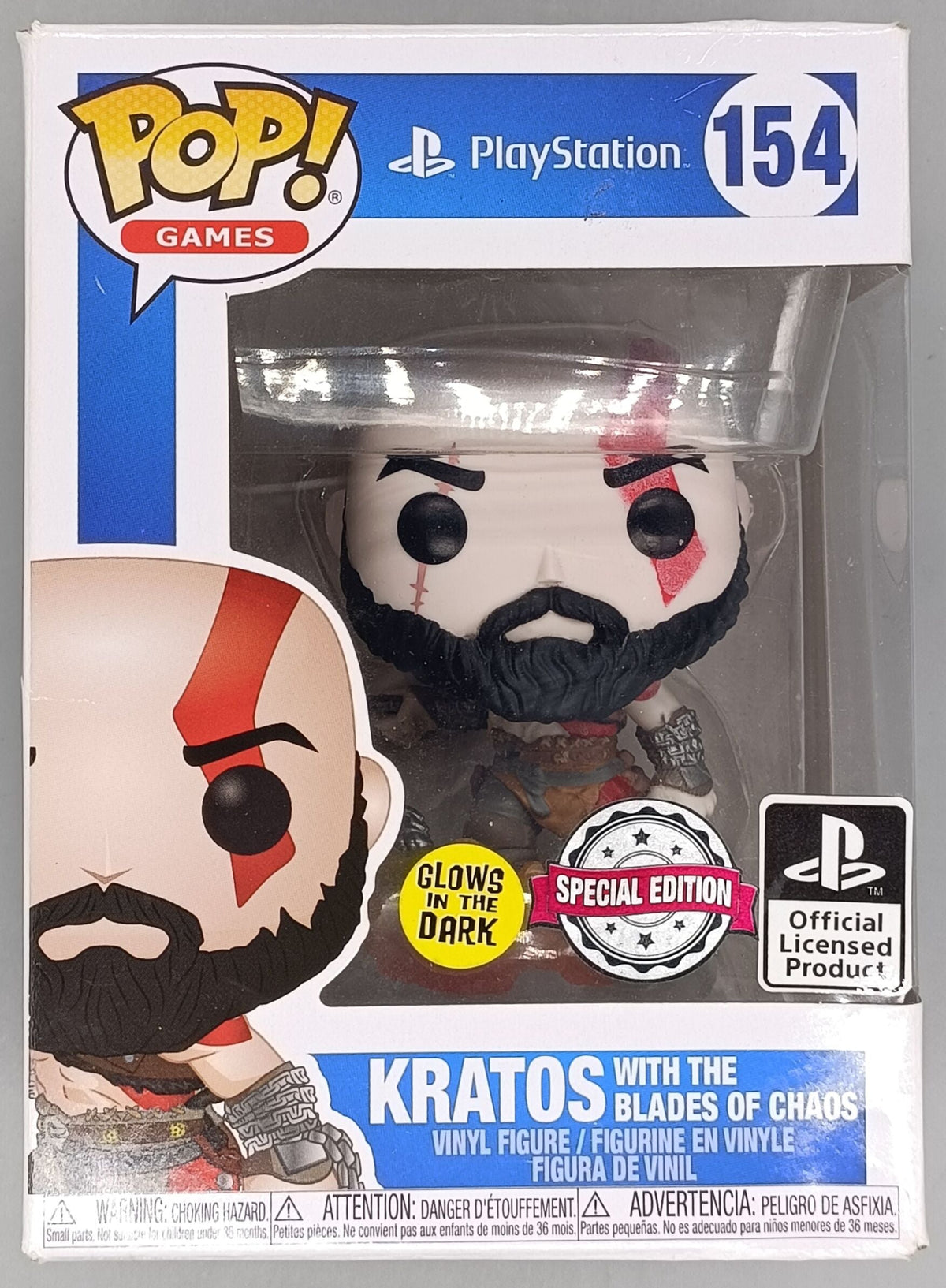 154 Kratos (with the Blades of Chaos) Glow - God of War - Box Damaged Funko POP Funko