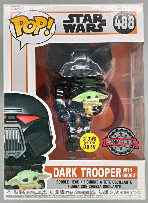 488 Dark Trooper (with Grogu) Glow - Star Wars Box Damaged Funko POP Funko