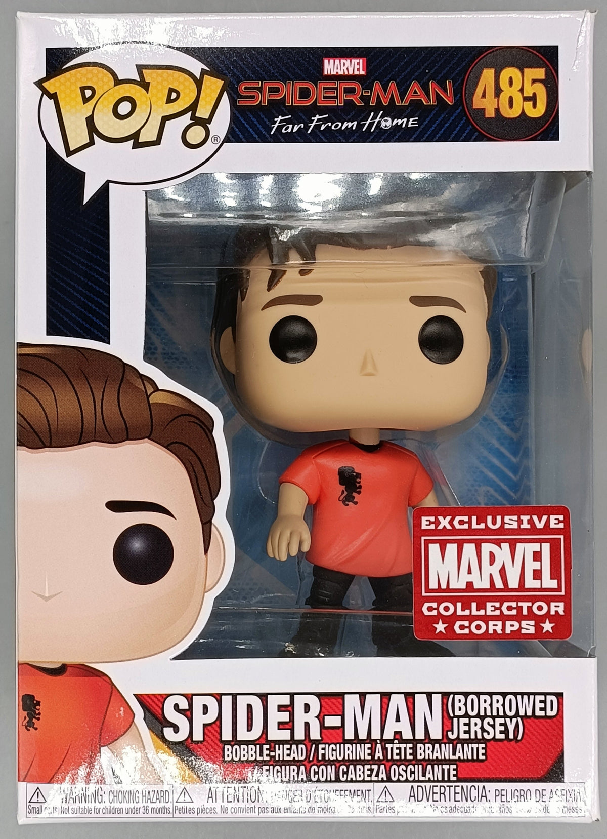 485 Spider-Man (Borrowed Jersey) Marvel Spider-Man Far From Home MCC Box Damaged Funko POP Funko
