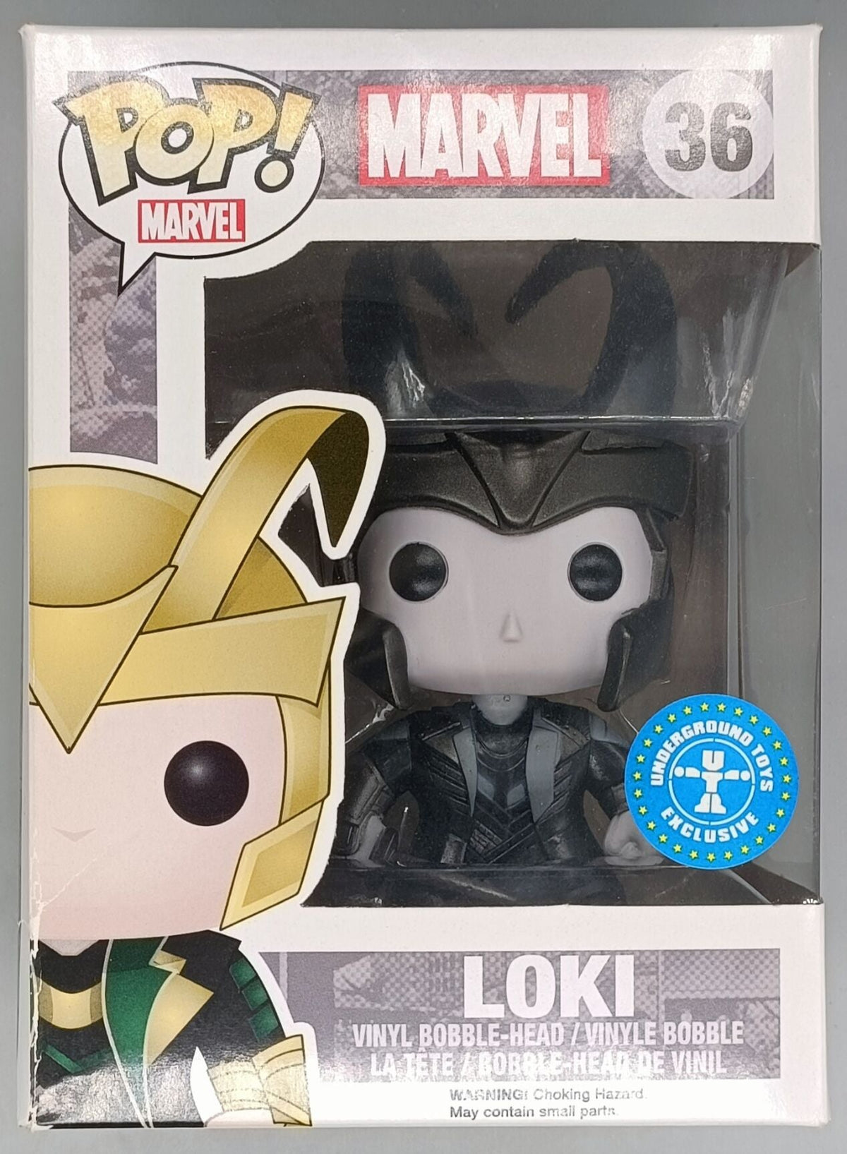 36 Loki (Helmet) - Black & White - Marvel - Exclusive - Funko POP - Box Damaged Funko