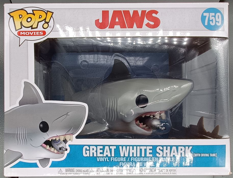 759 Great White Shark (with Diving Tank) 6 Inch JAWS Box Damaged Funko POP Funko