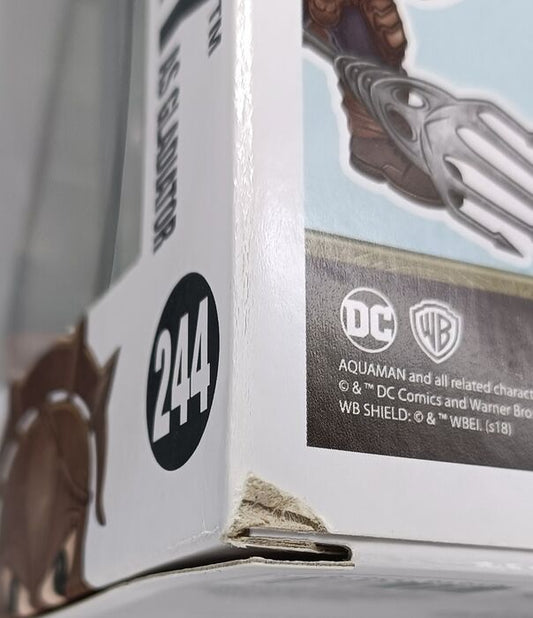 244 Arthur Curry (as Gladiator, Gold) Chrome DC Aquaman Box Damaged Funko POP