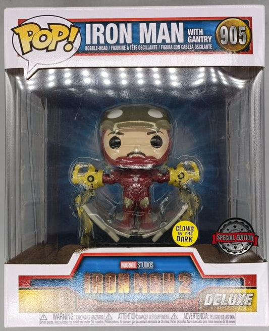 905 Iron Man (with Gantry) Deluxe Metallic Glow Marvel IM2 Funko POP