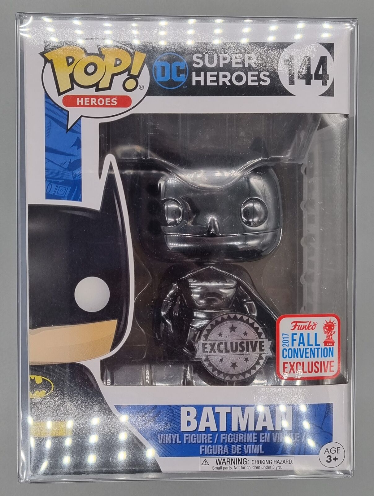 144 Batman (Black) Chrome - DC - 2017 Con Exc Funko POP
