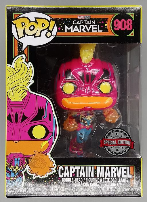 908 Captain Marvel (Blacklight) - Marvel Funko POP Funko