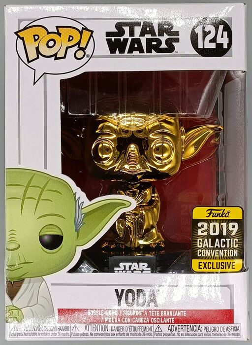 124 Yoda (Dagobah Gold) Chrome - Star Wars - 2019 Con - Box Damaged Funko POP Funko
