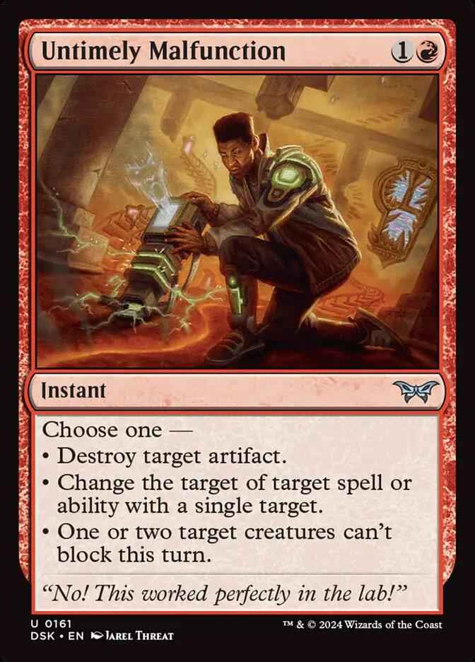 161 - Untimely Malfunction - Duskmourn: House of Horror - Normal - Magic: The Gathering Card