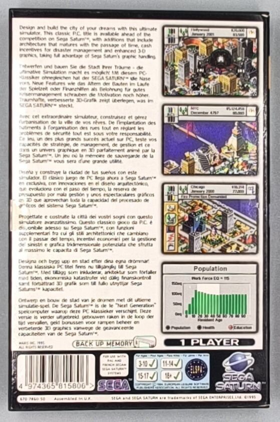 Sim City 2000 for Sega Saturn - UK PAL