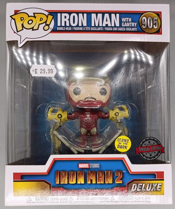 905 Iron Man (with Gantry) Deluxe Metallic Glow Marv Box Damaged Funko POP Funko