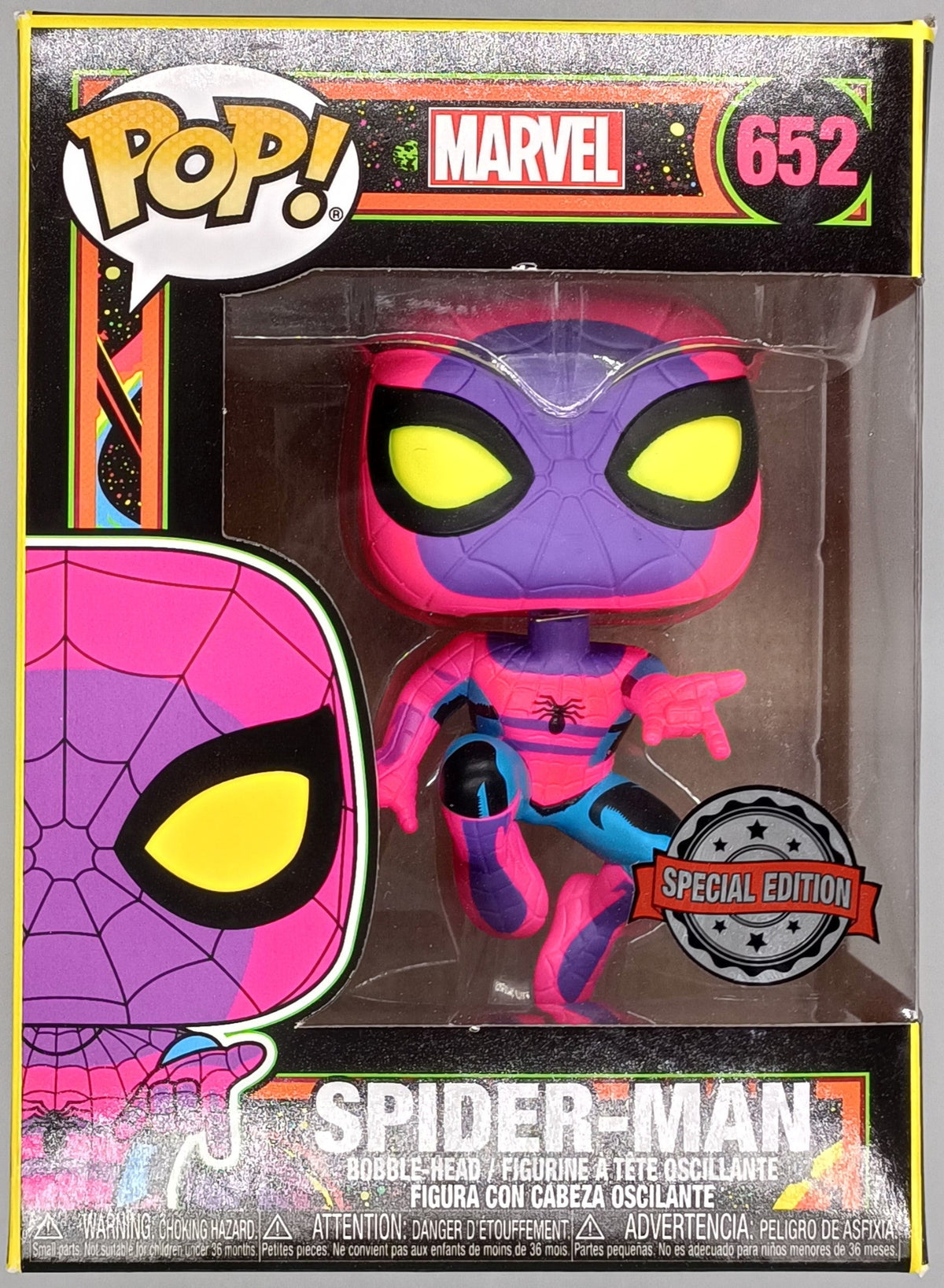 652 Spider-Man (Blacklight) - Marvel - Box Damaged Funko POP Funko
