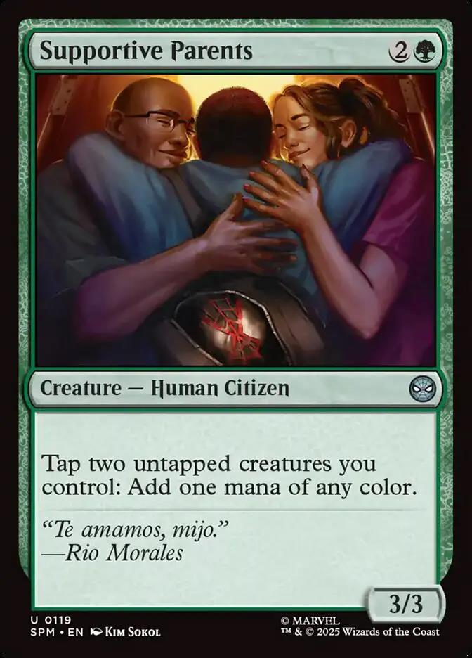 119 - Supportive Parents - Marvel's Spider-Man - Foil - Magic: The Gathering Card