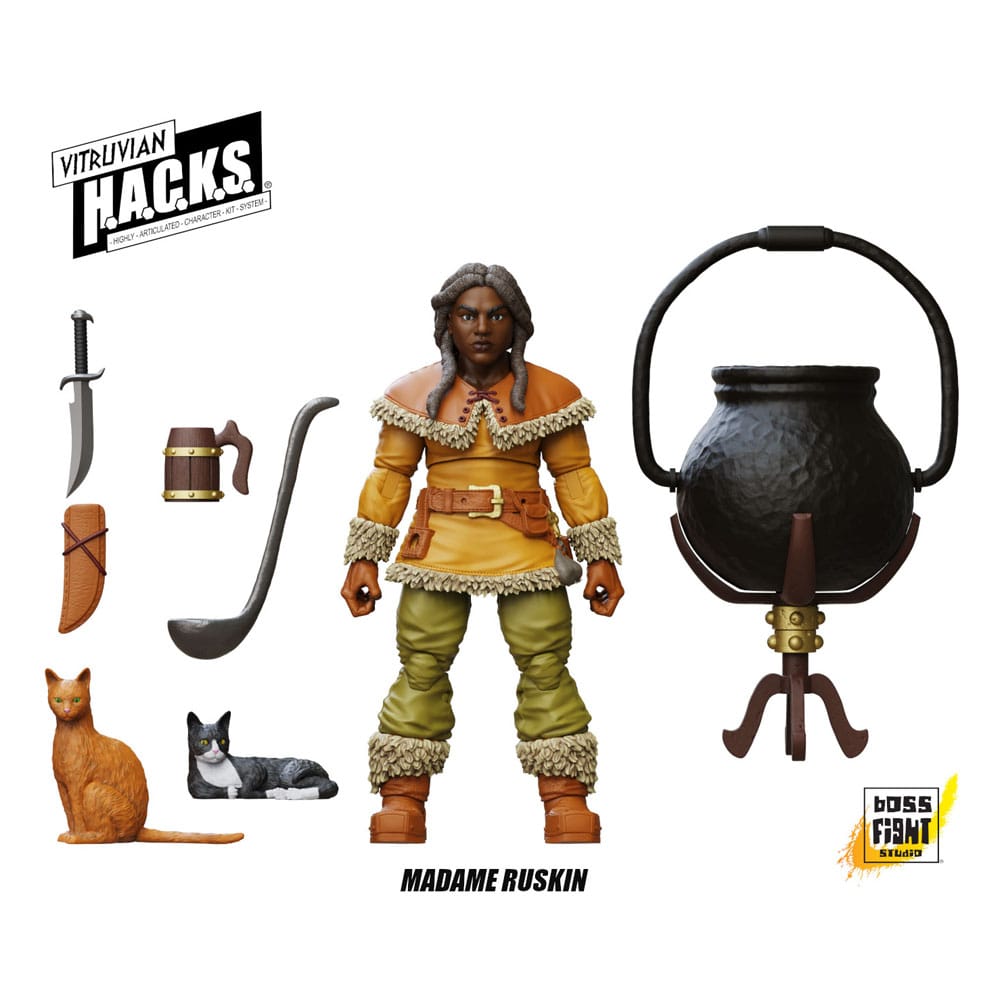 Vitruvian H.A.C.K.S. Action Figure Dwarf Tavern Keeper Madame Ruskin Boss Fight Studio