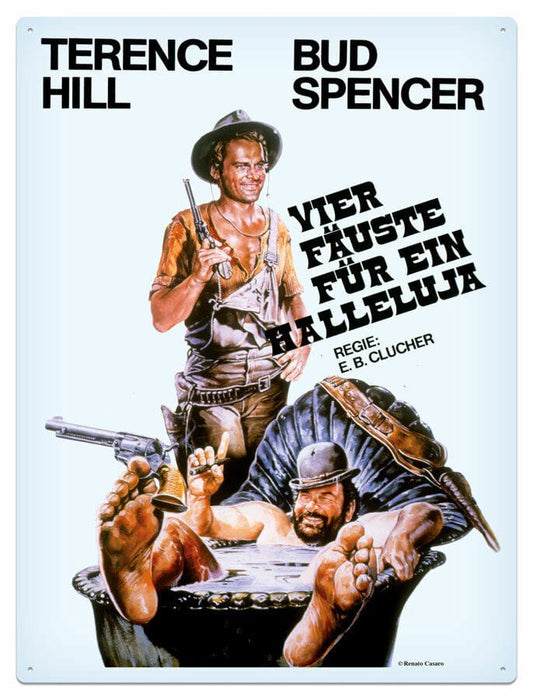 Bud Spencer & Terence Hill Tin Sign Vier Fäuste für ein Halleluja 30 x 40 cm Blechwaren Fabrik Braunschweig