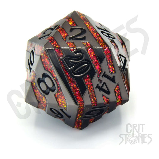 CritStones Metal Dice D20 Pyroblade 3 cm