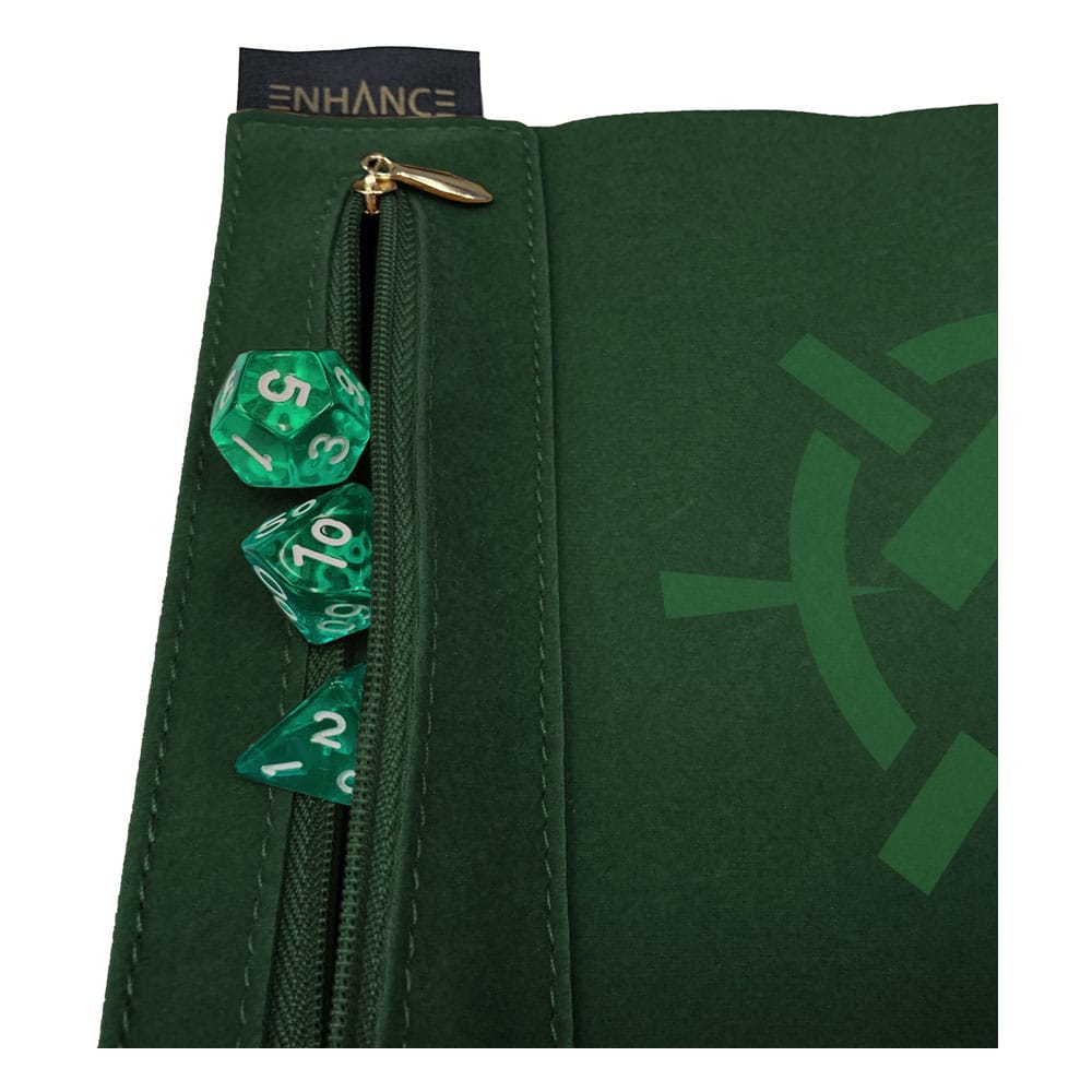 Enhance Tabletop Roll on a Scroll Bag with Dice Green Dice accessories