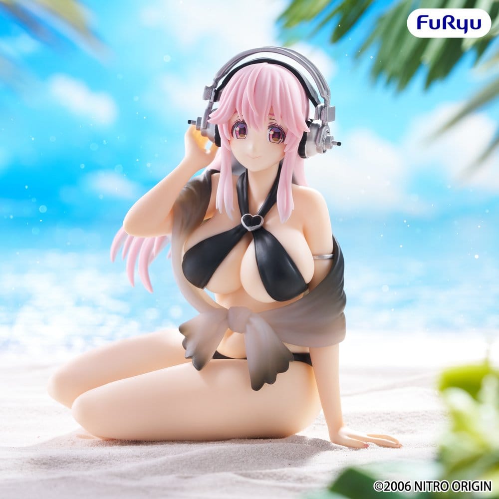 Super Sonico Noodle Stopper PVC Statue Super Sonico Swimsuit Black Color Ver. 10 cm Furyu