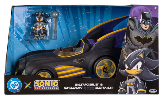 DC x Sonic - The Hedgehog Action Figure with Vehicle Shadow Batman & Batmobile 6 cm Jakks Pacific