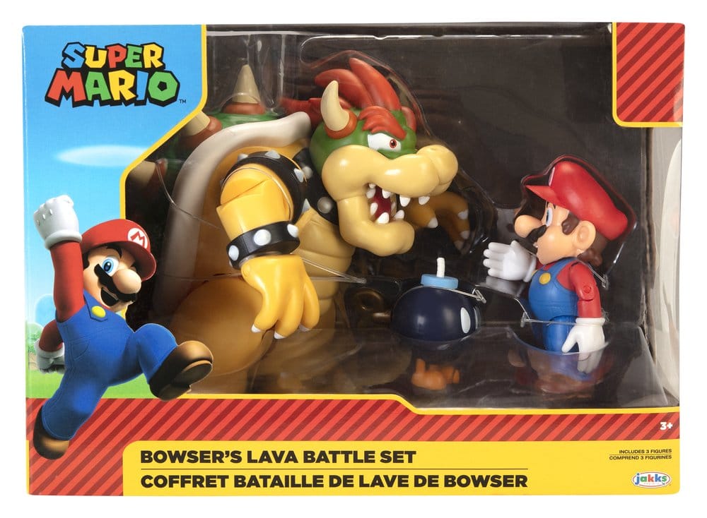 World of Nintendo Action Figure 3-Pack Mario vs. Bowser Lava Battle 6-15 cm Jakks Pacific