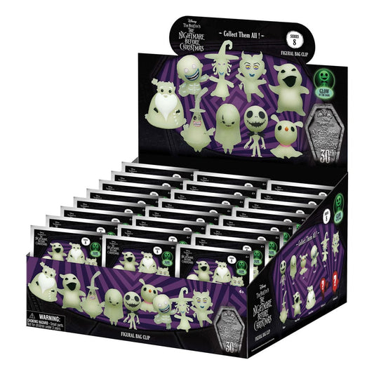 Nightmare Before Christmas 3D PVC Bag Clips Glow in the Dark Series 8 Display (24) Keyrings