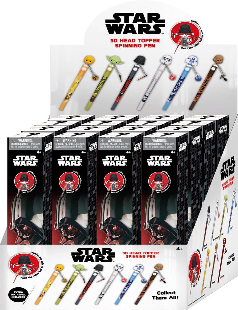 Star Wars 3D Head Topper Spinning Pen Display (12) Monogram Int.