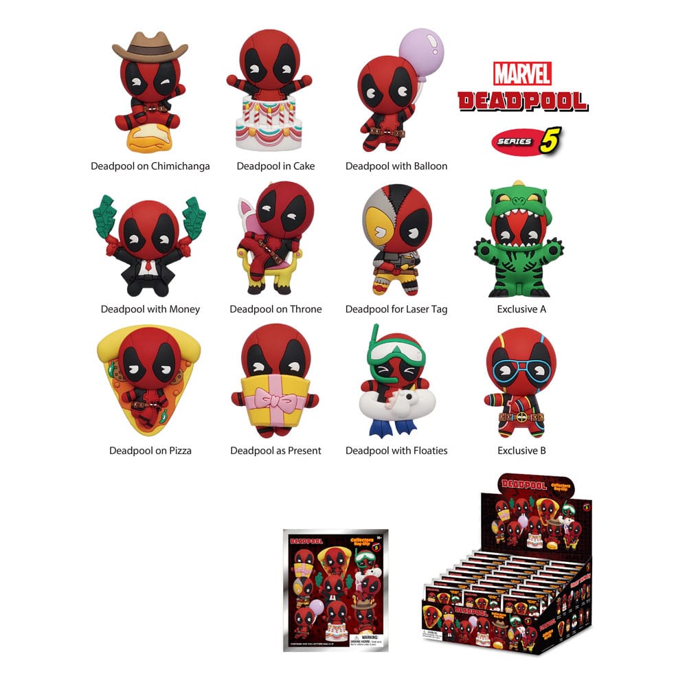 Deadpool 3D PVC Bag Clips Series 5 Display (24) Keyrings