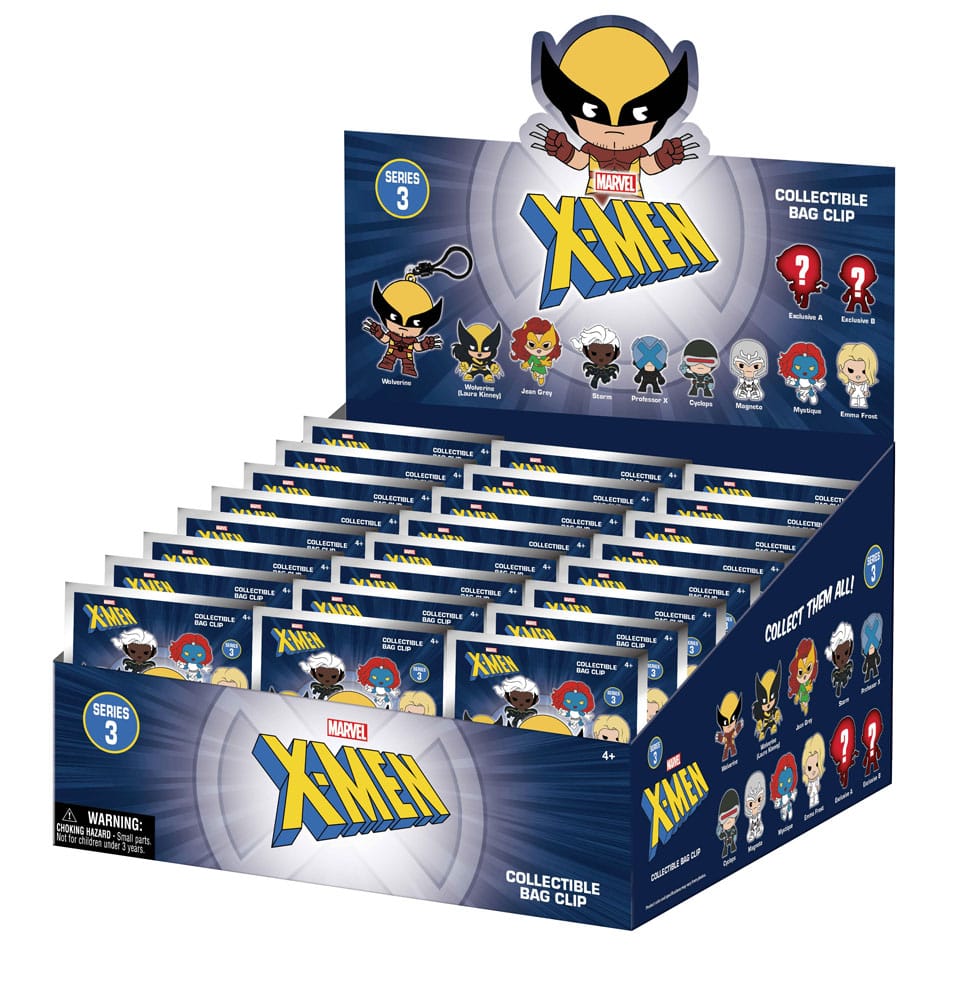 Marvel 3D Foam Bag Clips X-men Classic Series 3 Display (24) Monogram Int.