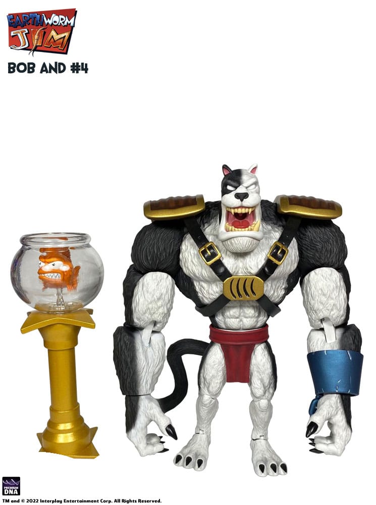 Earthworm Jim Action Figure Wave 1: Bob the Killer Goldfish & #4 15 cm Premium DNA Toys