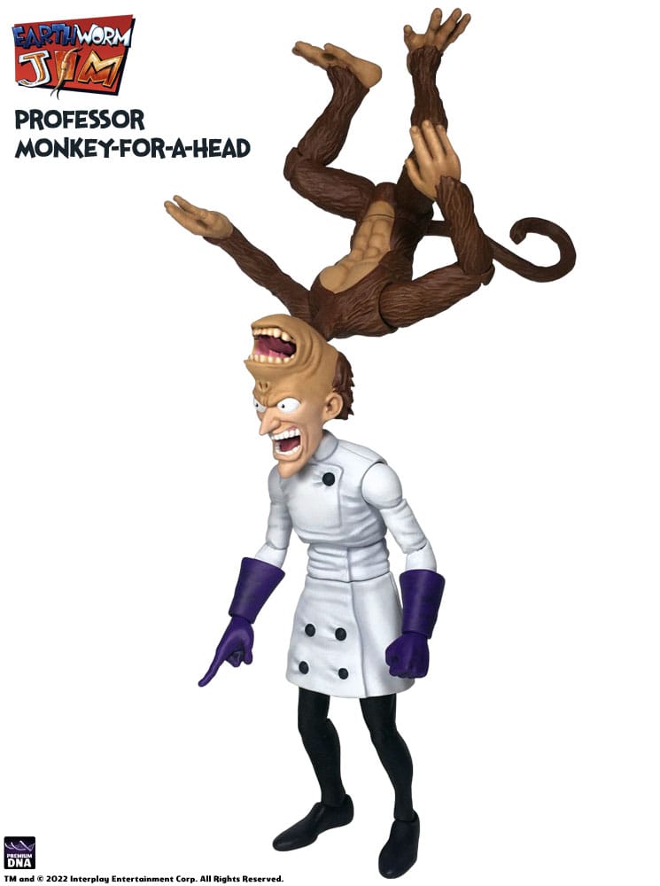 Earthworm Jim Action Figure Wave 1: Professor Monkey-For-A-Head 28 cm Premium DNA Toys