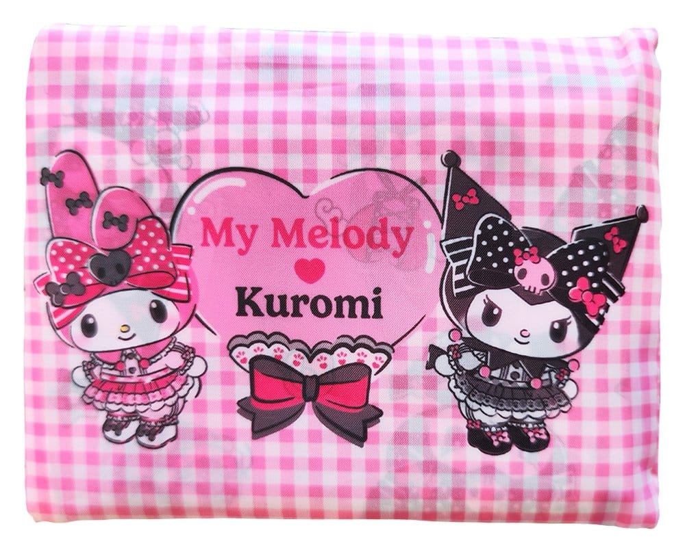 Sanrio Pink Black Party Series Tote Bag Kuromi & My Melody Foldable Sakami Merchandise