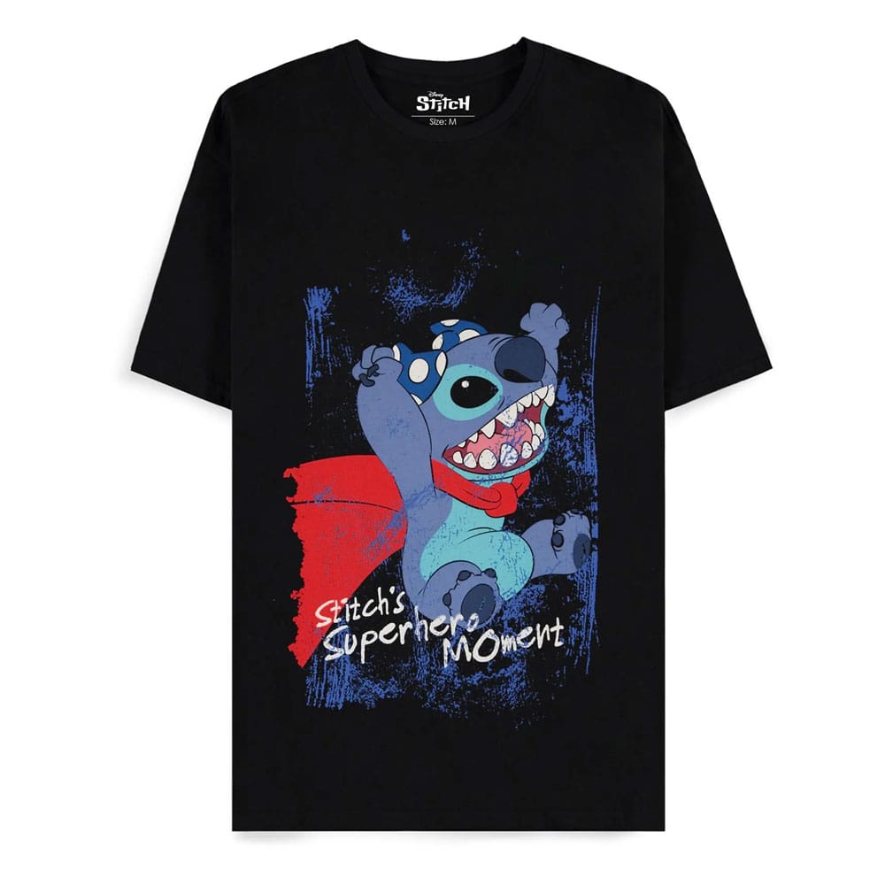 Lilo & Stitch T-Shirt Superhero Black Size L T-shirts