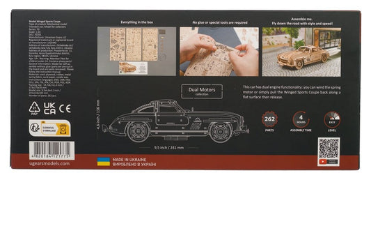 Ugears 3D Wooden Puzzle Winged Sports Coupe