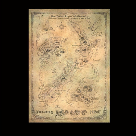 The Hobbit Art Print New Zealand Map of Middle Earth 50 x 70 cm Weta Workshop