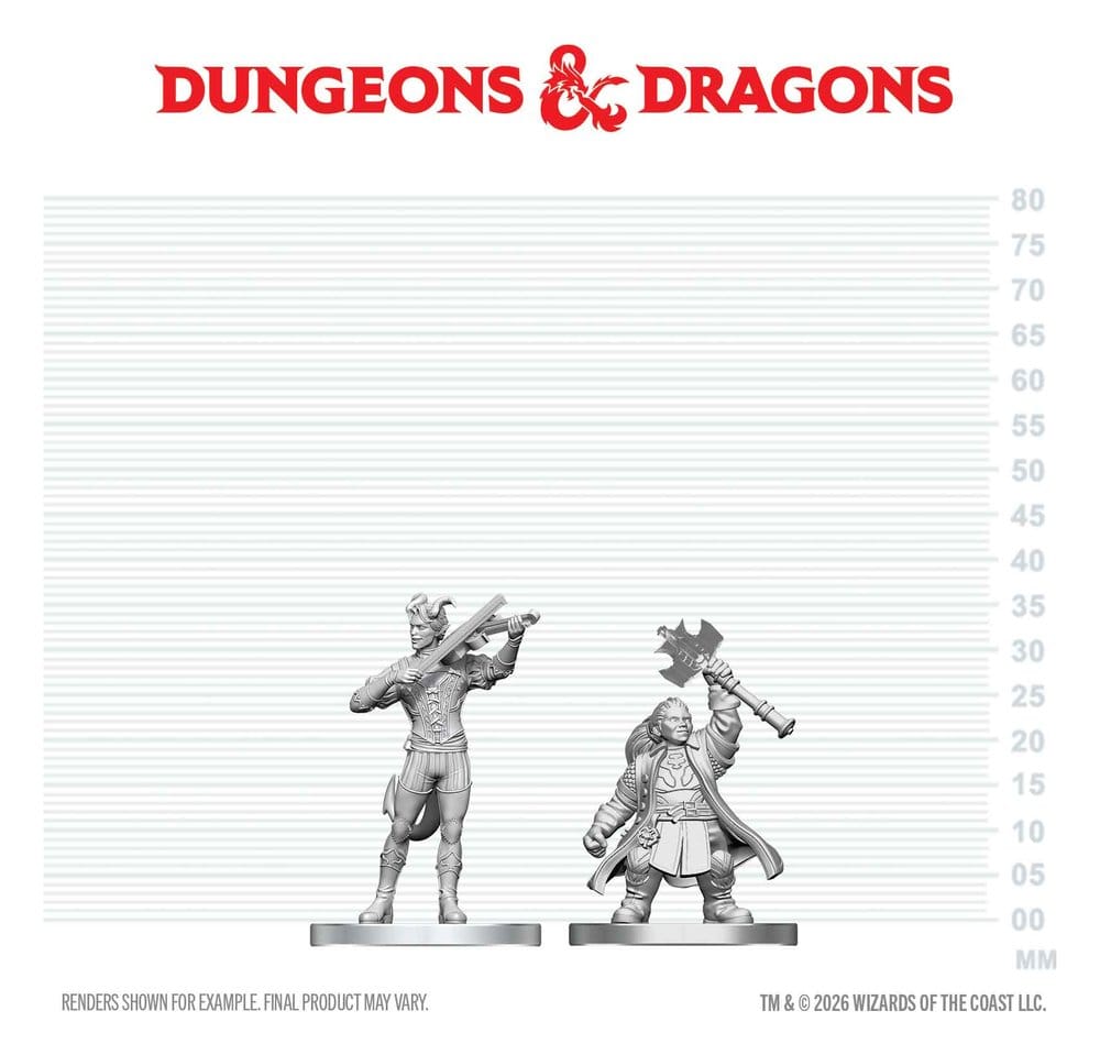 D&D Nolzur's Marvelous Miniatures Mini Figures Tiefling Bard & Dwarf Cleric 13 cm