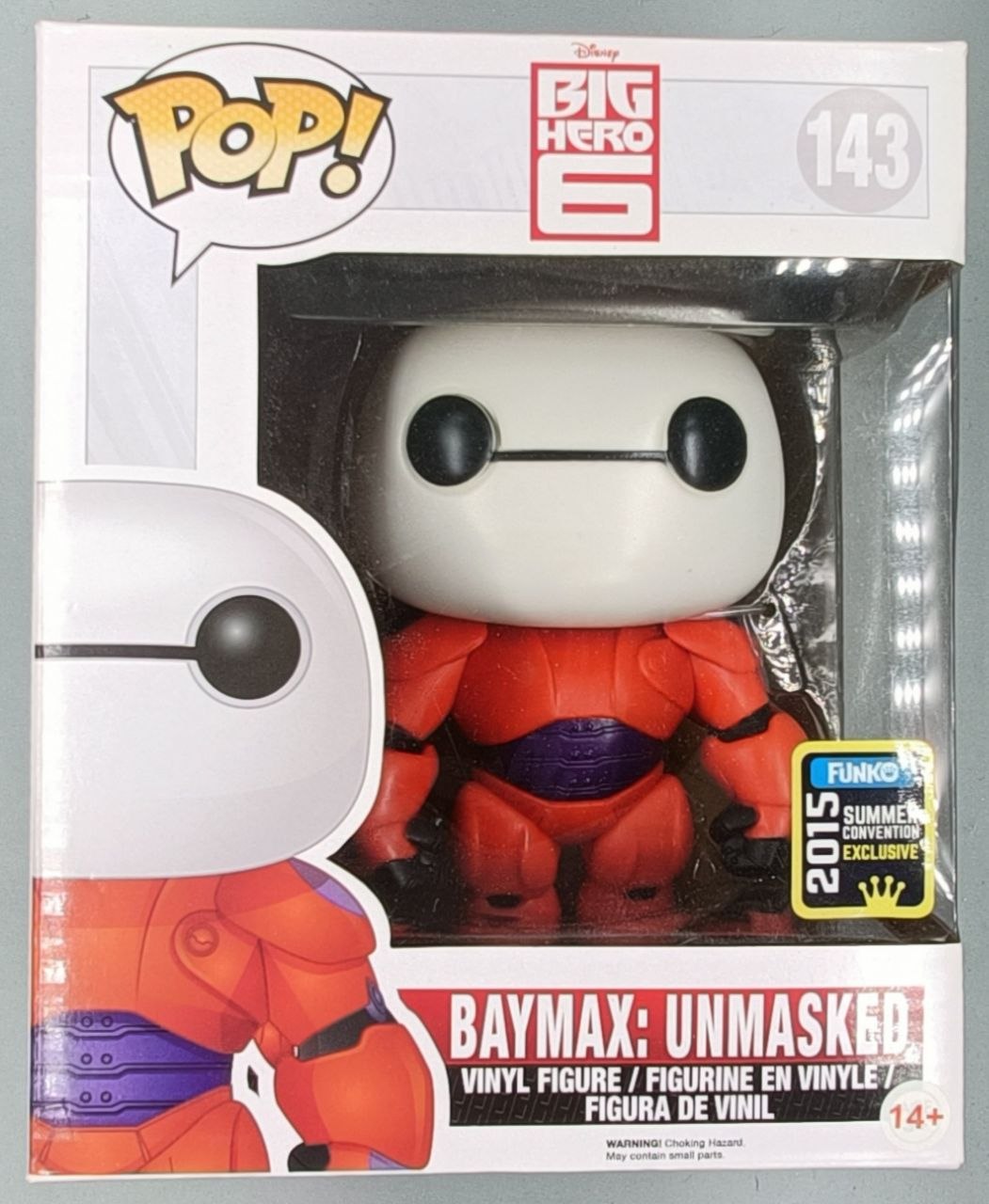 143 Baymax Unmasked - 6 Inch - Disney Big Hero 6 - 1008pc LE - 2015 Con Funko POP Funko