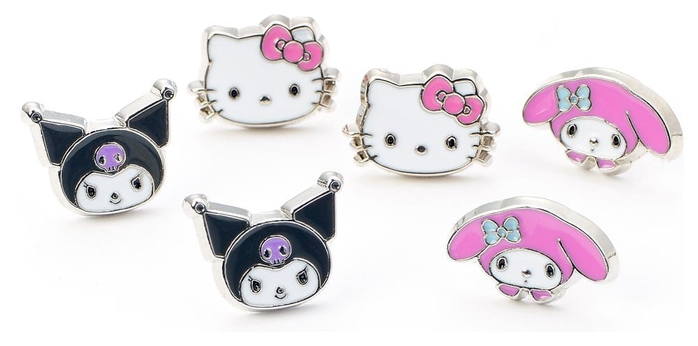 Embrace Cuteness and Charm: Discover the Delightful Sanrio Stud Earring Set Featuring Hello Kitty, Kuromi, and My Melody 🌟💖