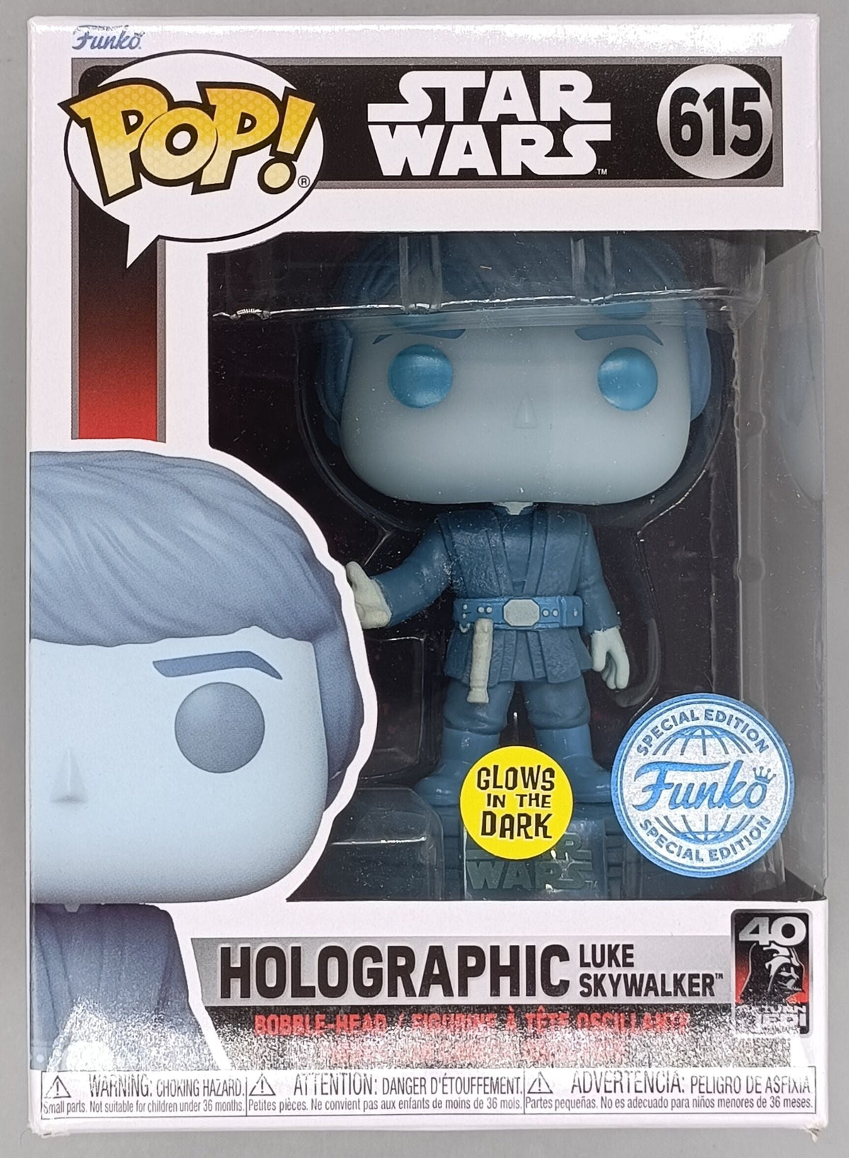 615 Holographic Luke Skywalker - Glow - Star Wars - Funko POP - Box Damaged Funko