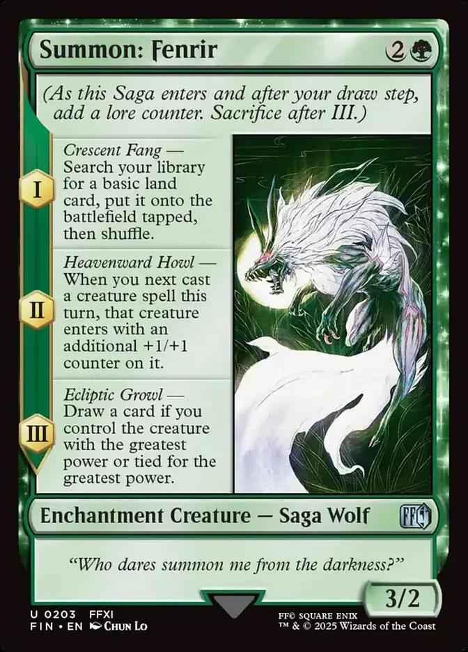 203 - Summon: Fenrir - Final Fantasy - Normal - Magic: The Gathering Card