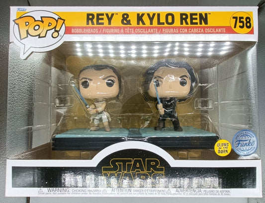 758 Rey & Kylo Ren (GITD) - Star Wars Funko POP - Brand New