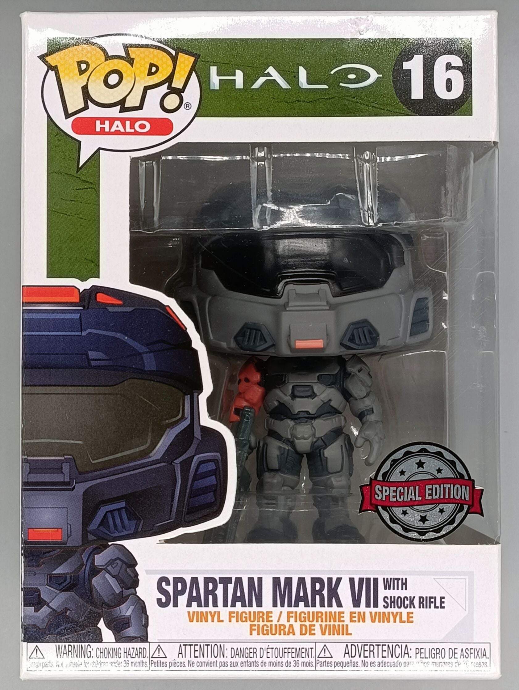 16 Spartan Mark VII (with Shock Rifle) Halo Funko POP (Box Damage)