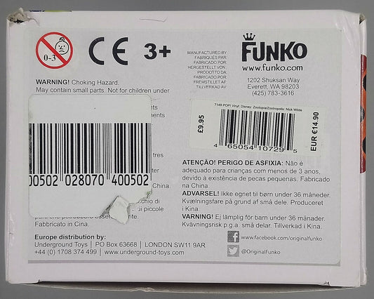 186 Nick Wilde - Disney Zootopia - Box Damaged Funko POP
