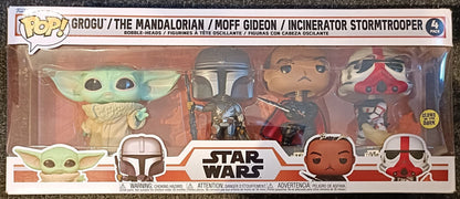 [4 Pack] Grogu- Mandalorian-Moff Gideon Glow Star Wars Box Damaged Funko POP Funko