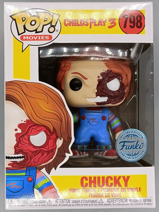 798 Chucky (Half Face) - Horror - Childs Play 3 - Brand New Funko POP in Protector