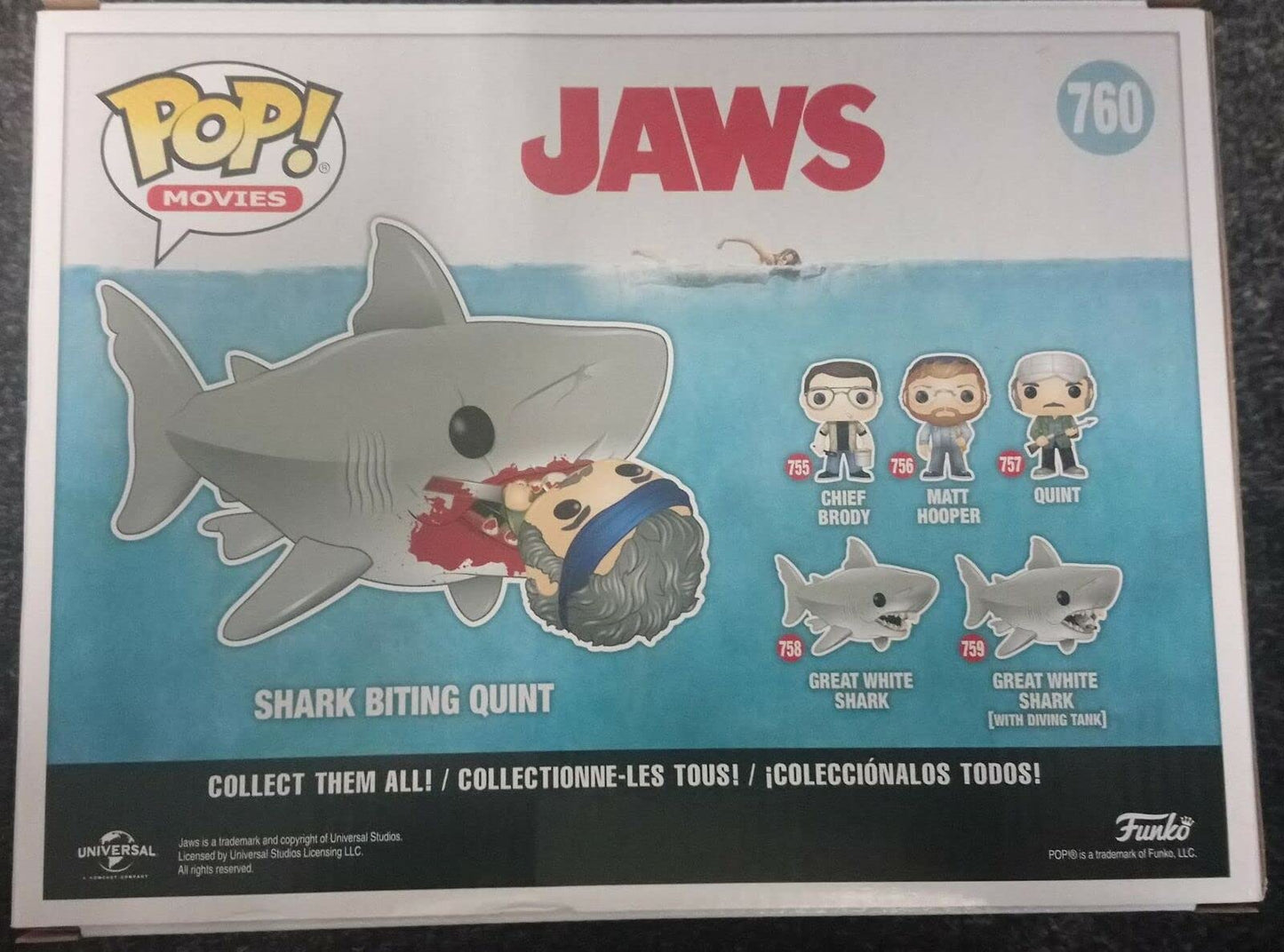 760 Shark Biting Quint 6 inch - JAWS - 2019 Con Funko POP - Box Damaged