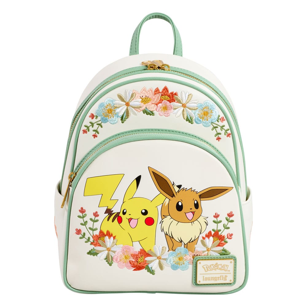 Pokemon by Loungefly Mini Backpack Pikachu & Eevee Floral NEW - FanofThings.co.uk