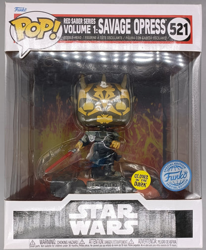 521 Red Saber Series Savage Opress Deluxe Glow Star Wars Box Damaged Funko POP Funko